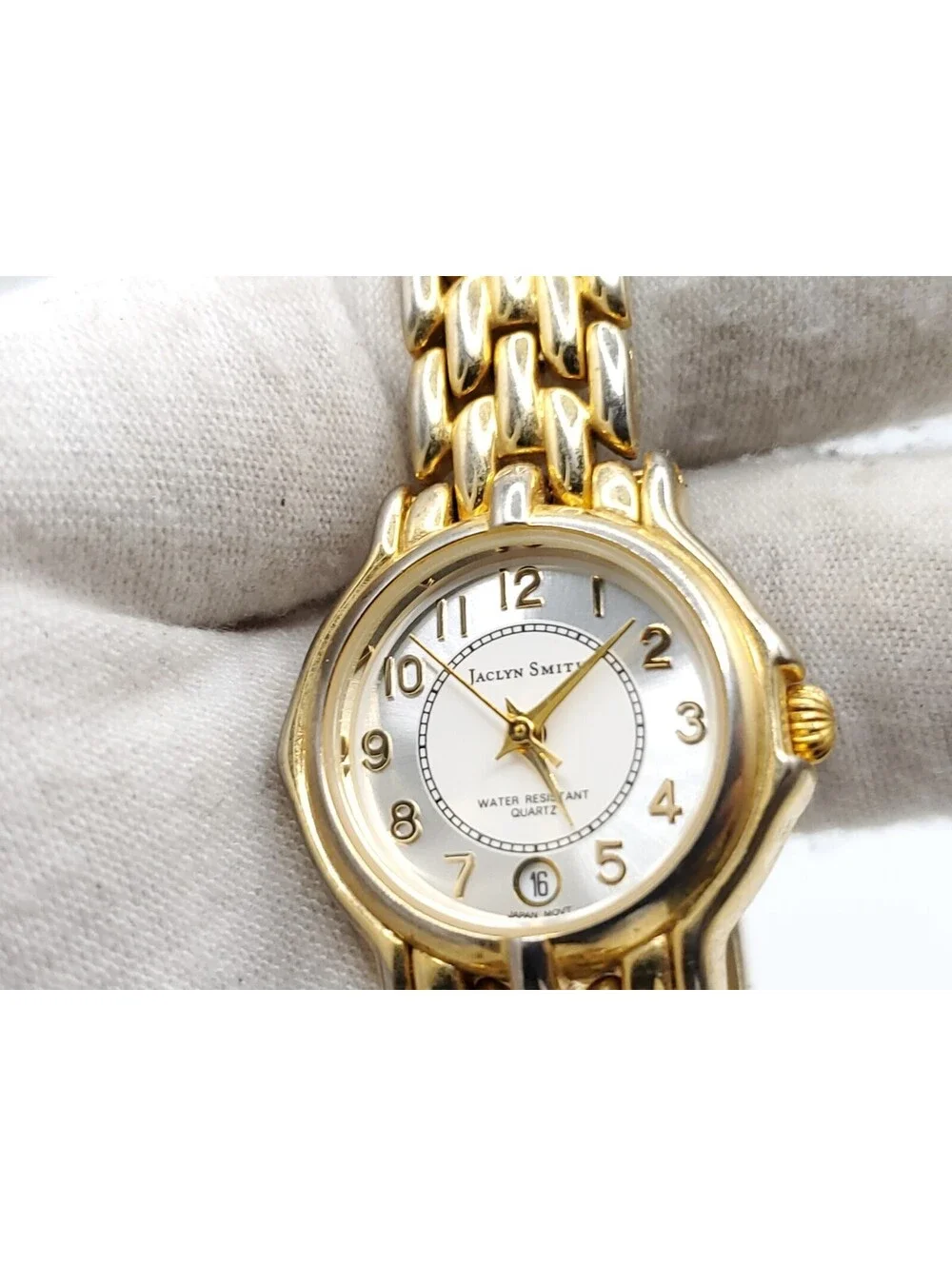 Jaclyn Smith Watch Womens New Battery Gold Tone Date Dial 24mm